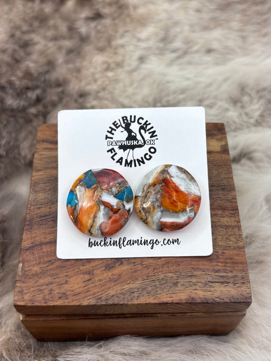 Round Orange Crush Earrings by Joe & JoAnn Garcia, Santo Domingo