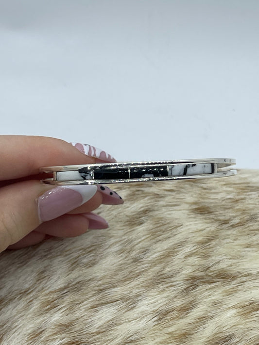 White Buffalo Inlay Stacker Cuff by Jamie Johnson, Navajo