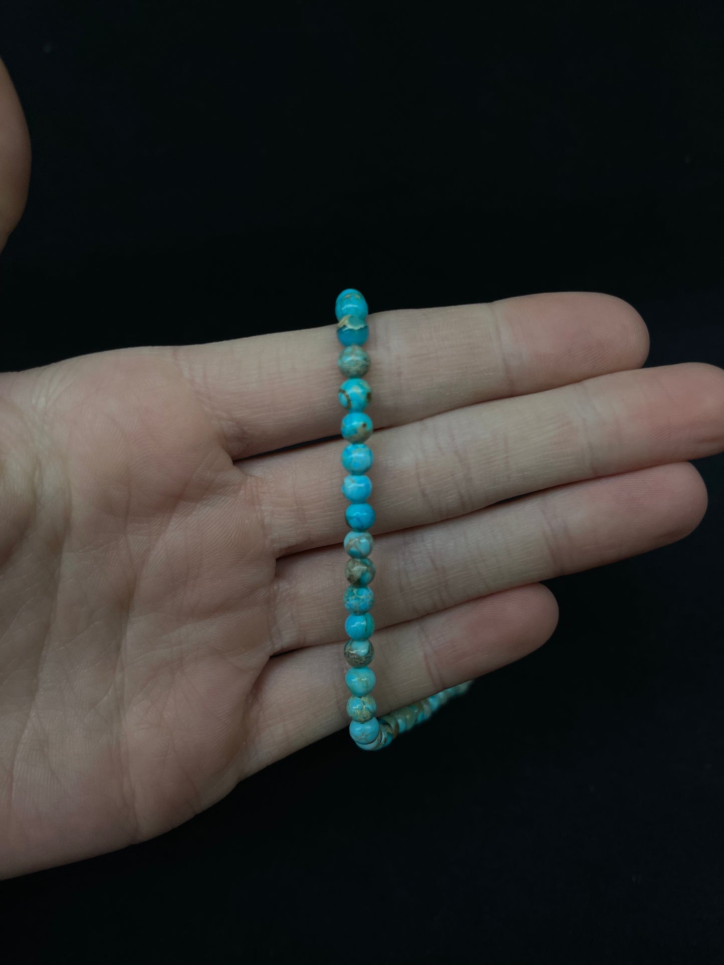 9 3/4" Turquoise Beaded Anklet by Ramona Calabaza, Santo Domingo