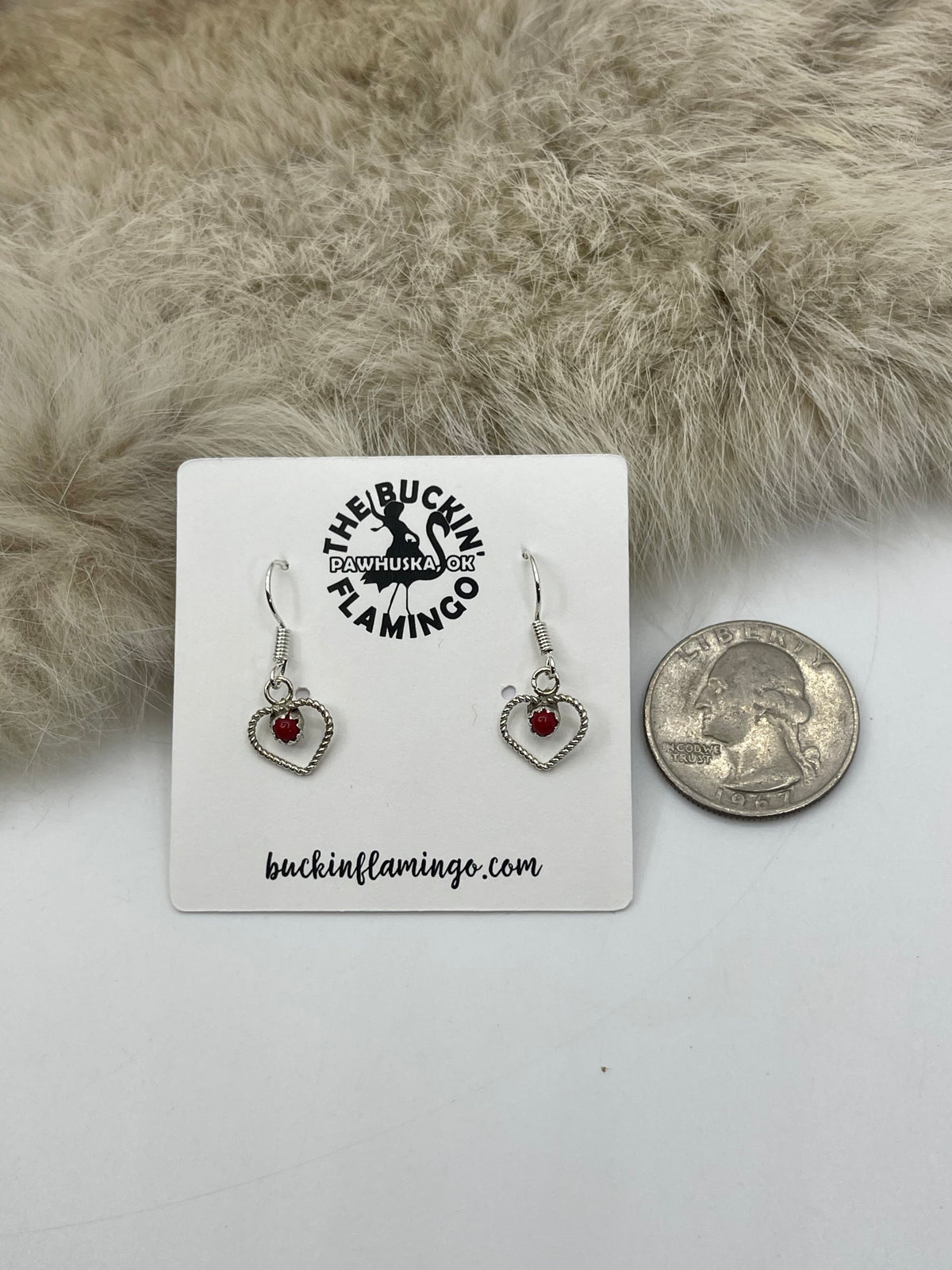 Red Coral Earrings by Shantel Bitsuie, Navajo