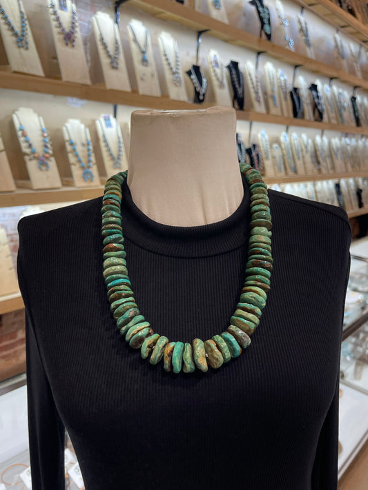 24" Royston Turquoise Necklace with Graduated Round Slab Chunks