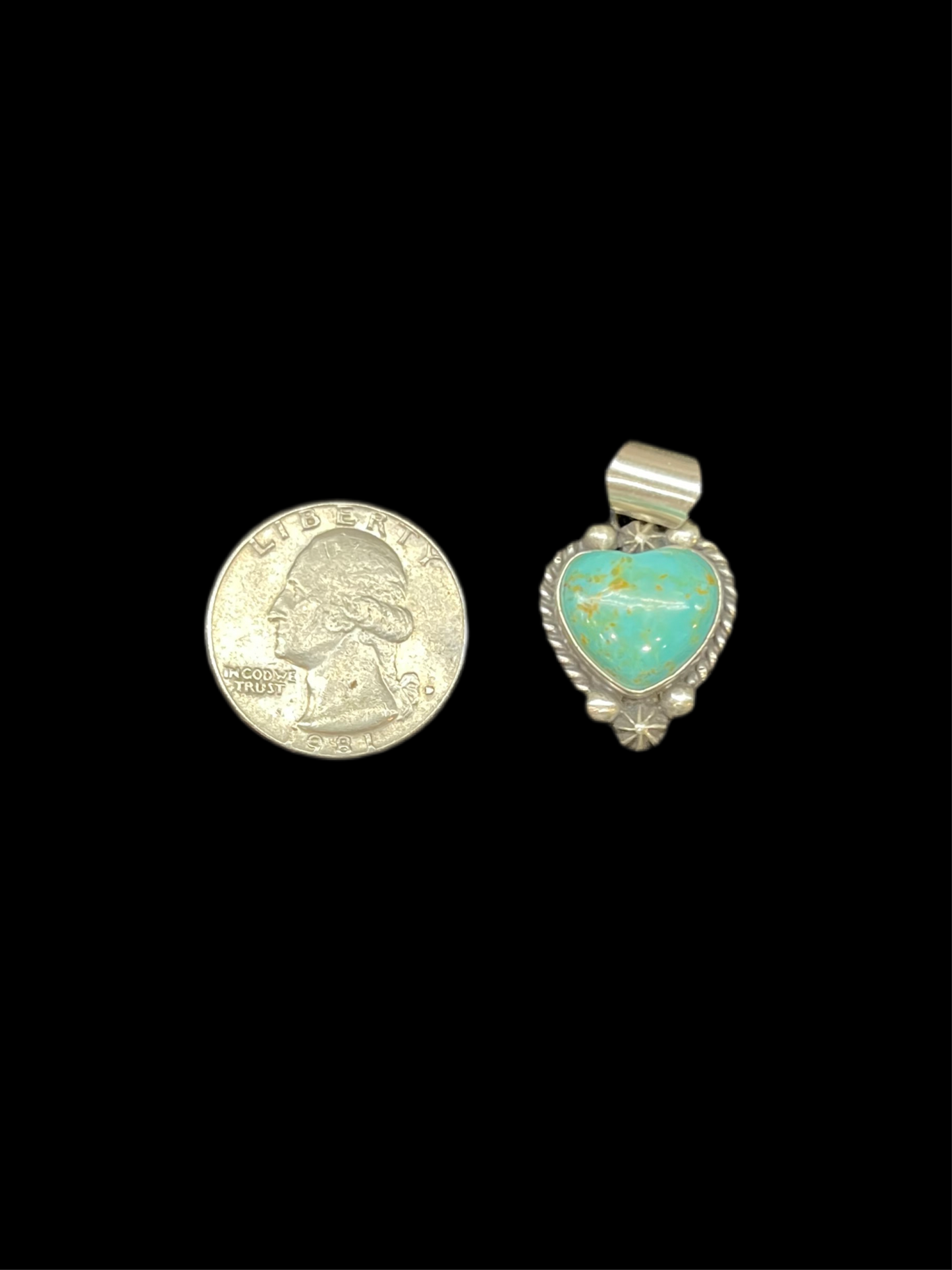 Kingman Turquoise Heart Pendant with 5mm Bale by Donovan Skeets, Navajo