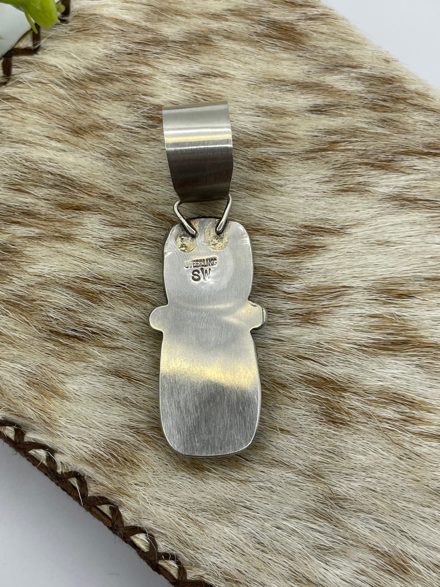 2 Stone Turquoise Pendant by Selina Warner, Navajo