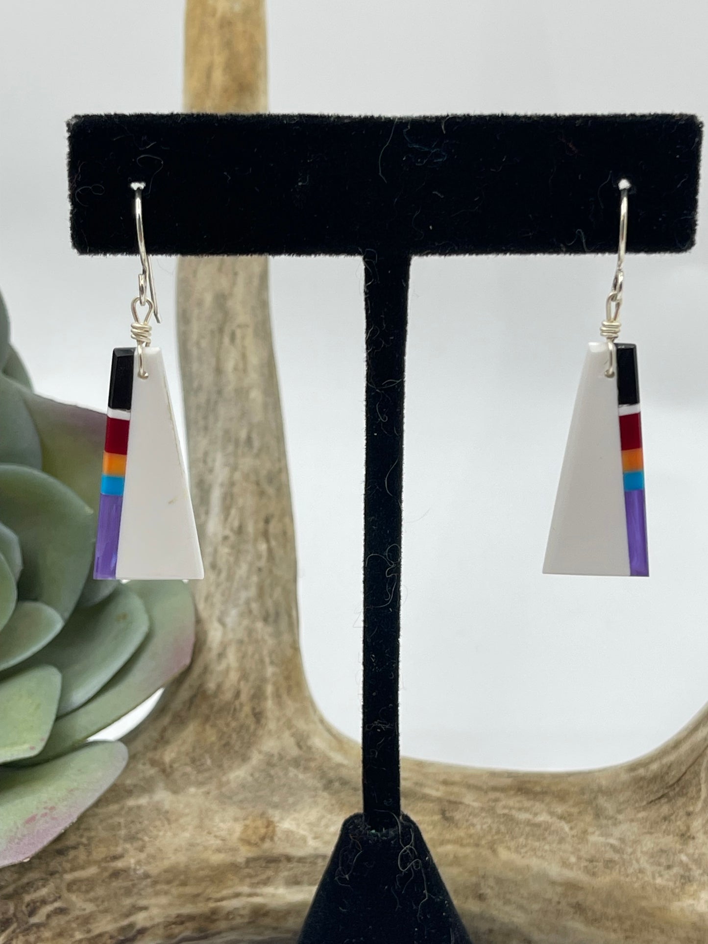 2" White Multi Stone Dangle Earrings