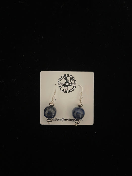 Blue Laps Bead Dangle Earrings