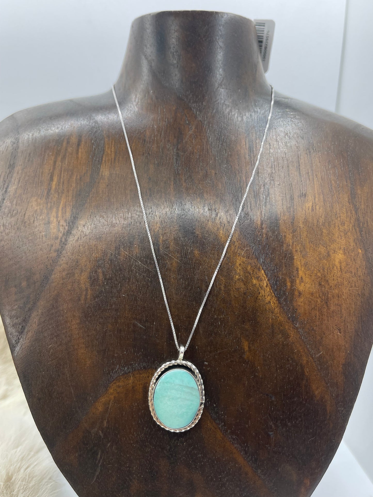 16" Turquoise Round Pendant by Sammie Burnside, Navajo