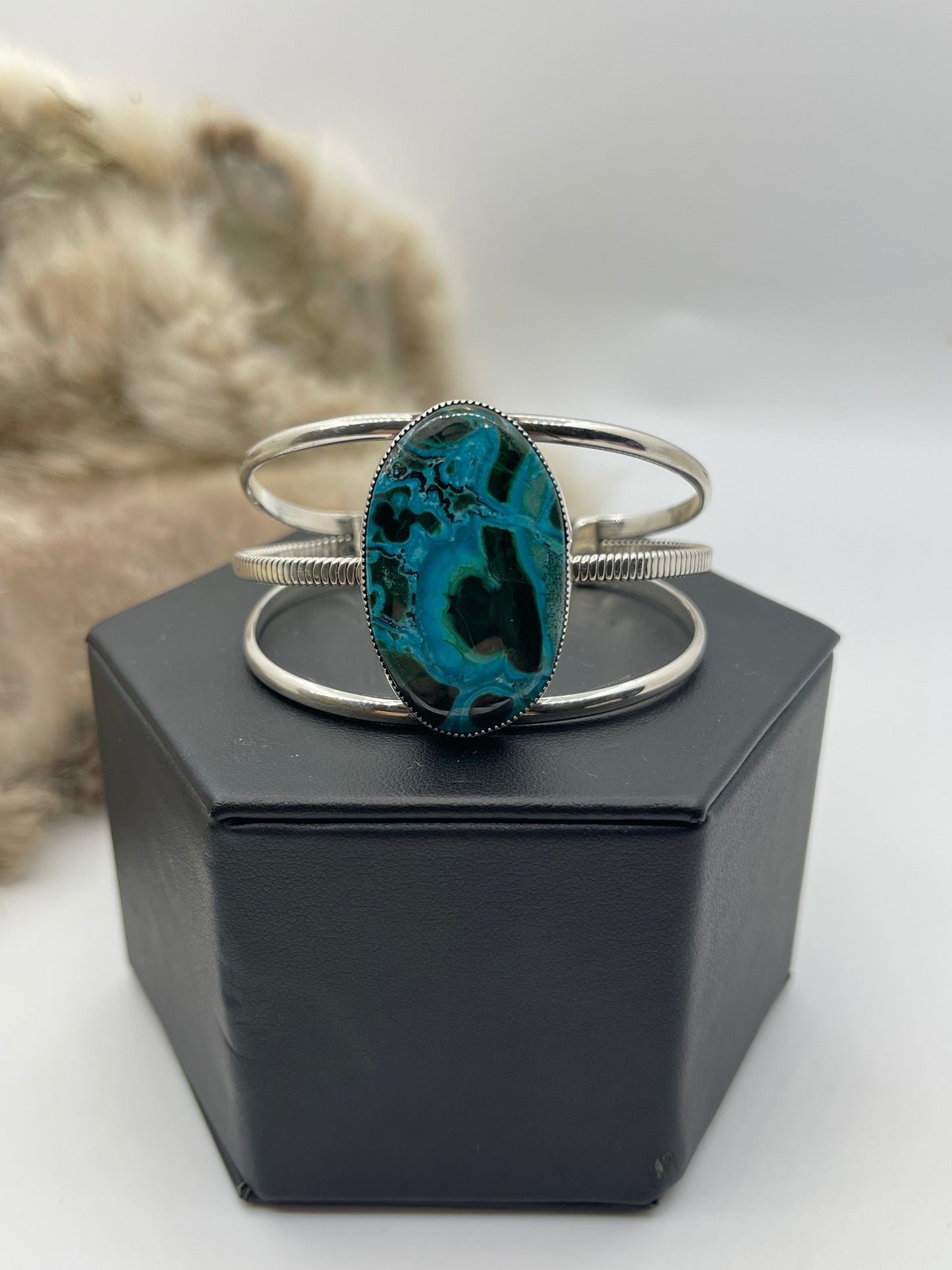5.25”-6.75” Azurite Chrysocolla Cuff