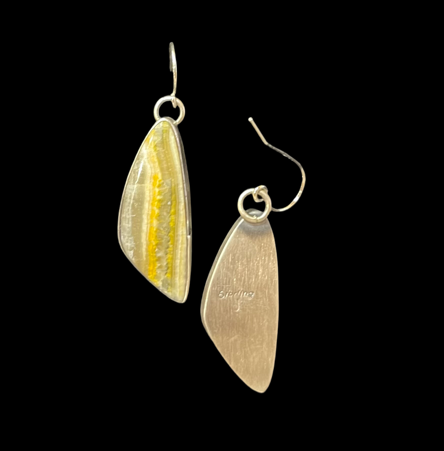 Bumblebee Jasper Hook Dangle Earrings by Johnny Dixon, Navajo