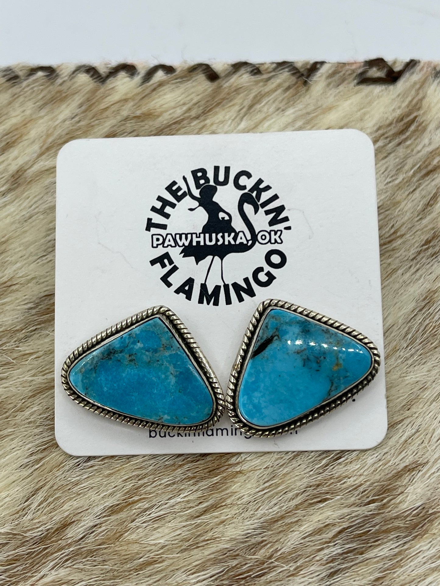 Triangle Kingman Turquoise Post Earrings