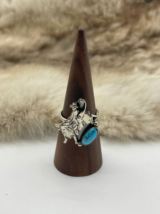 11.0 Bull Rider W/Turquoise Ring by Emerson Delgarito, Navajo