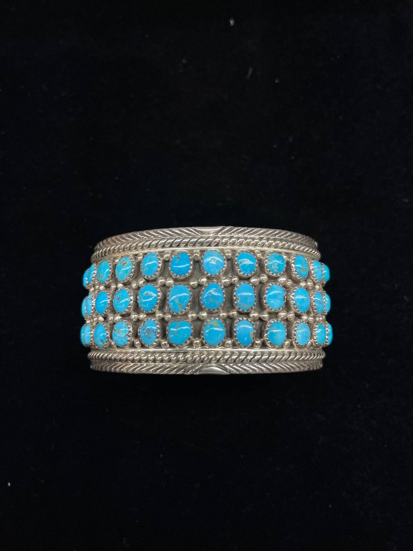 7 3/4" Sterling Silver Cuff with Turquoise Stones by Merle House, Navajo