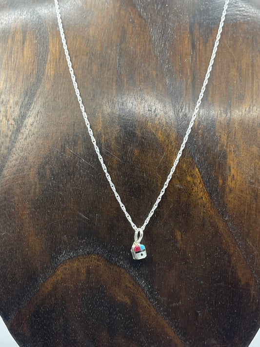 LOT 13 5/31 16" Tiny Square Zuni Sunface Necklace by Devoria Bowekaty, Zuni