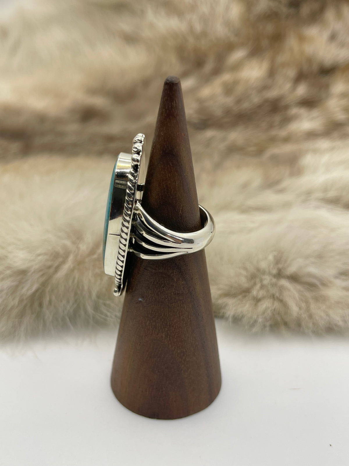 4.5 Kingman Turquoise Ring by Michael Yazzie, Navajo