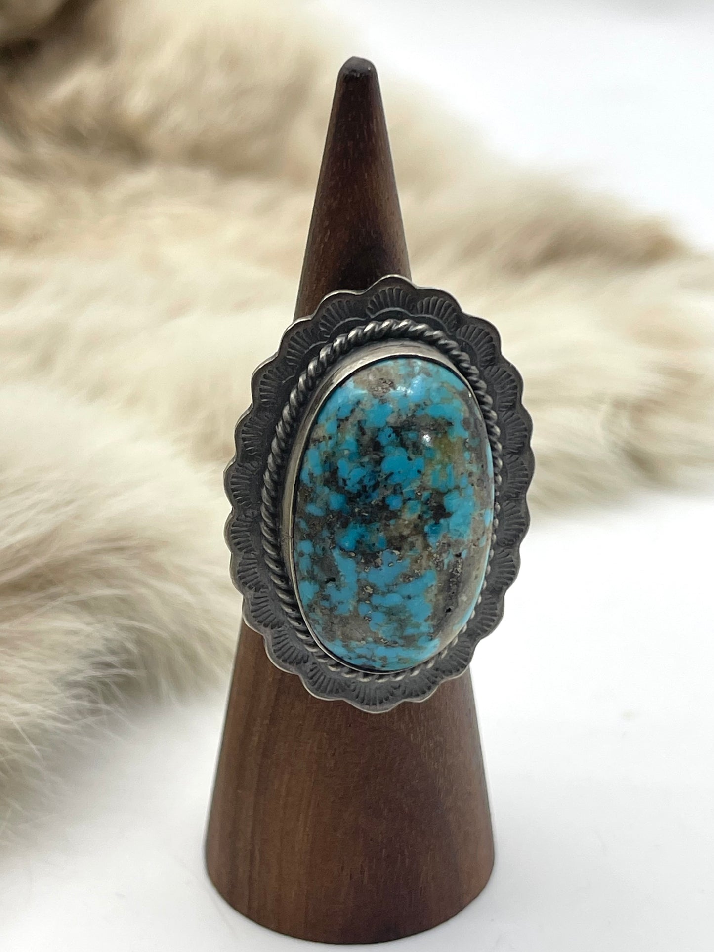 6.5 Persian Turquoise Ring By John Nelson, Navajo