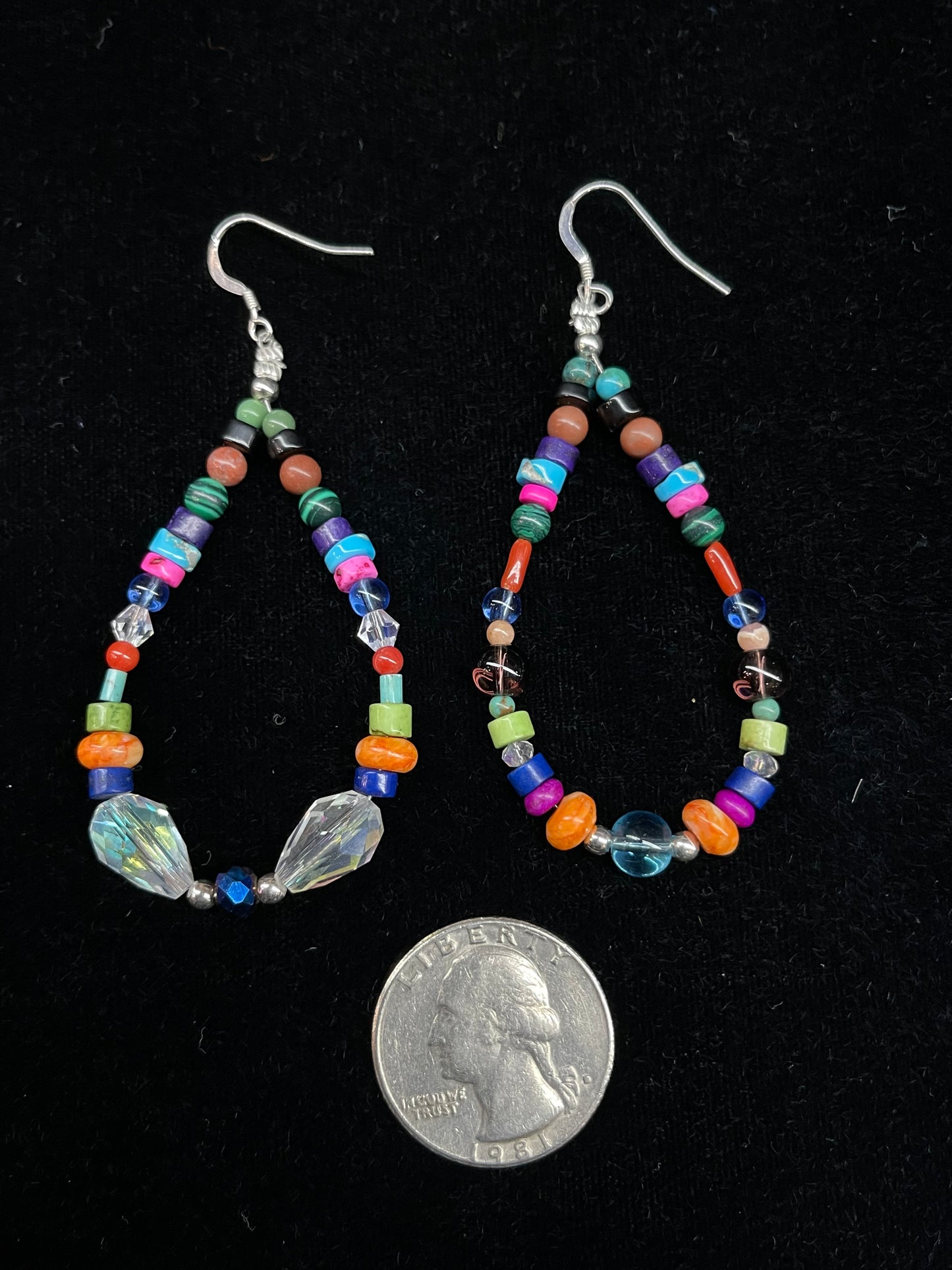 Multi Stone Teardrop Beaded Dangle Earrings