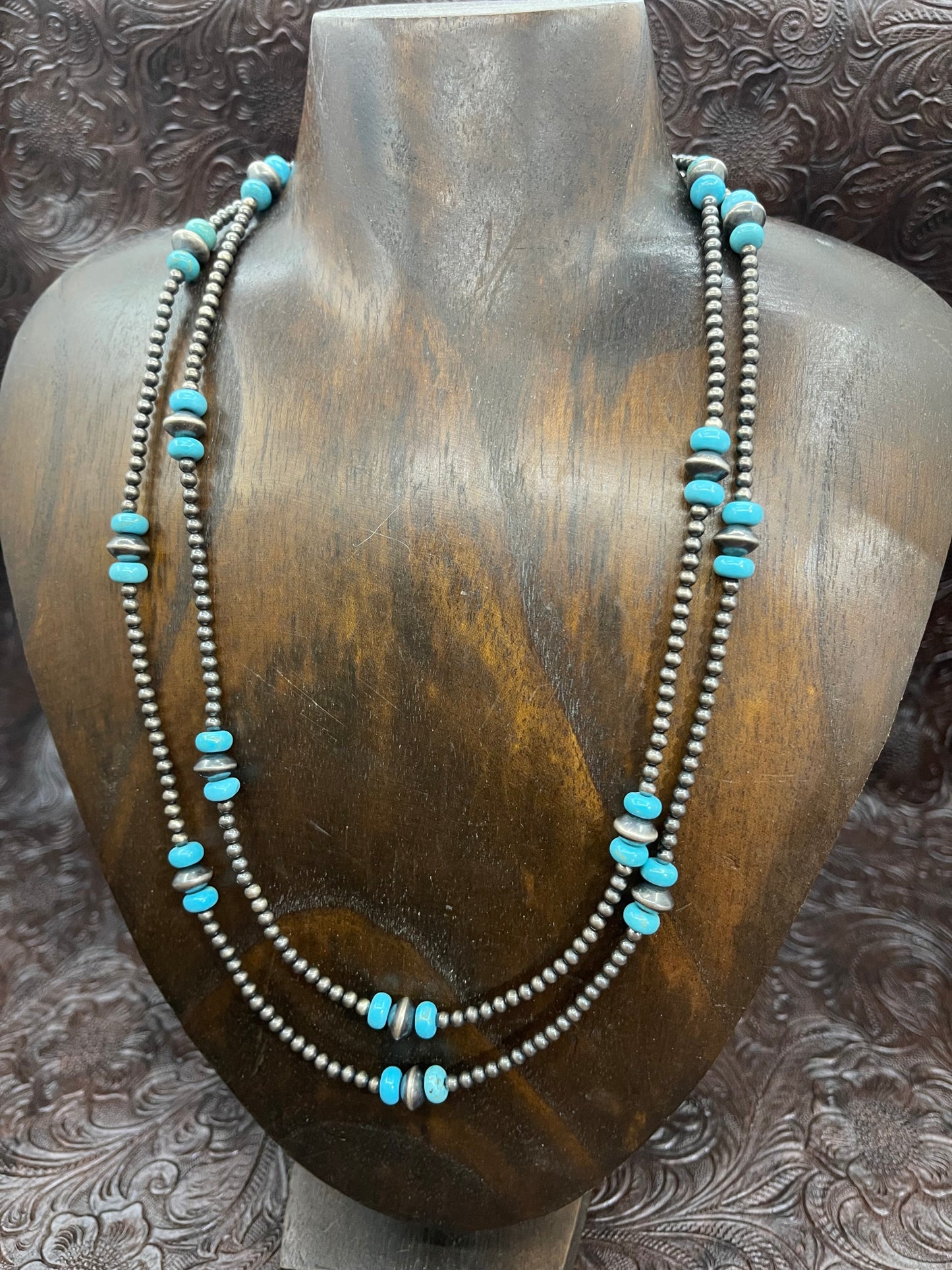 40'' Navajo Style Pearls With Turquoise