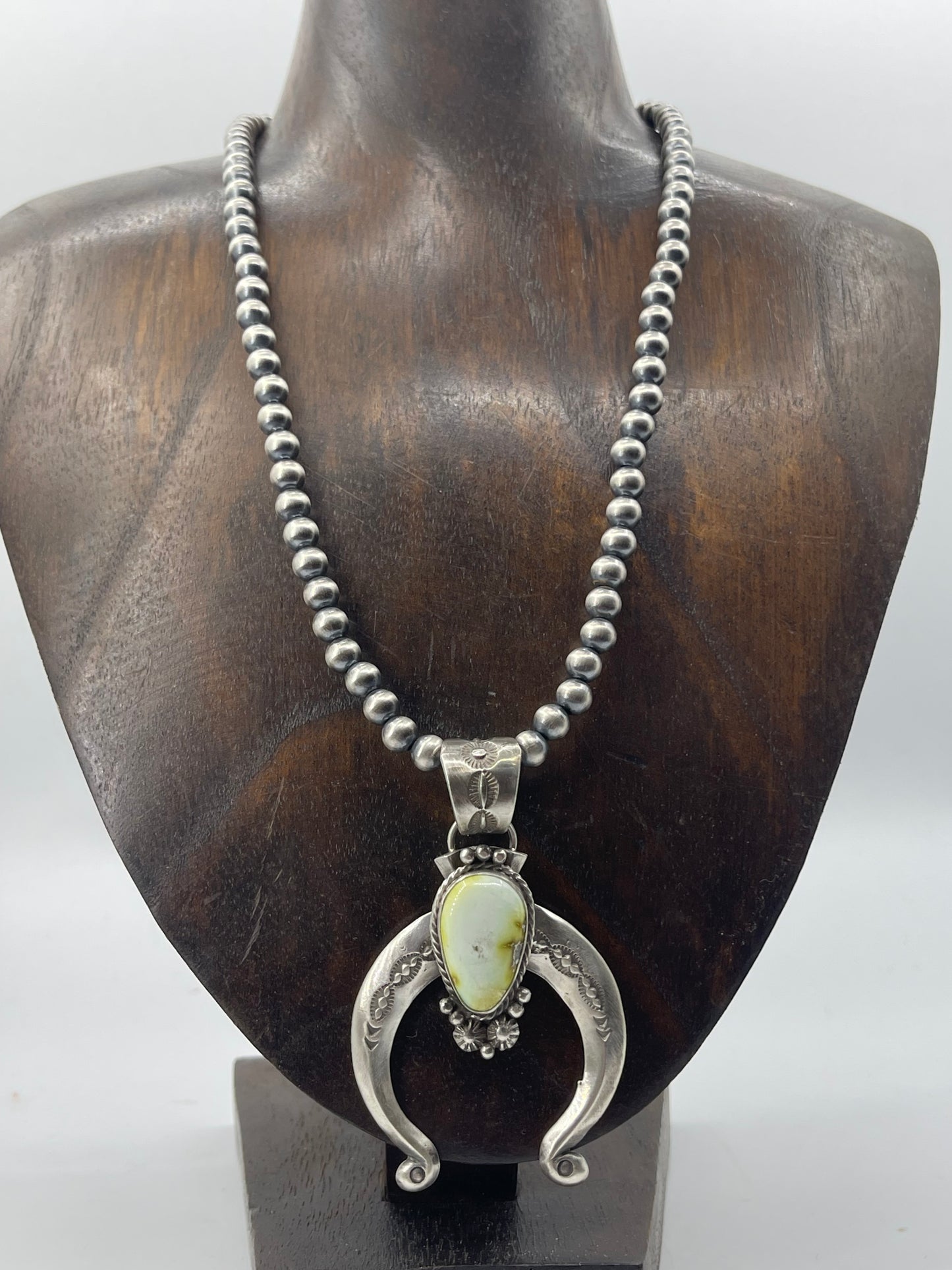 Palomino Turquoise Naja Necklace by Patrick Yellowhair, Navajo