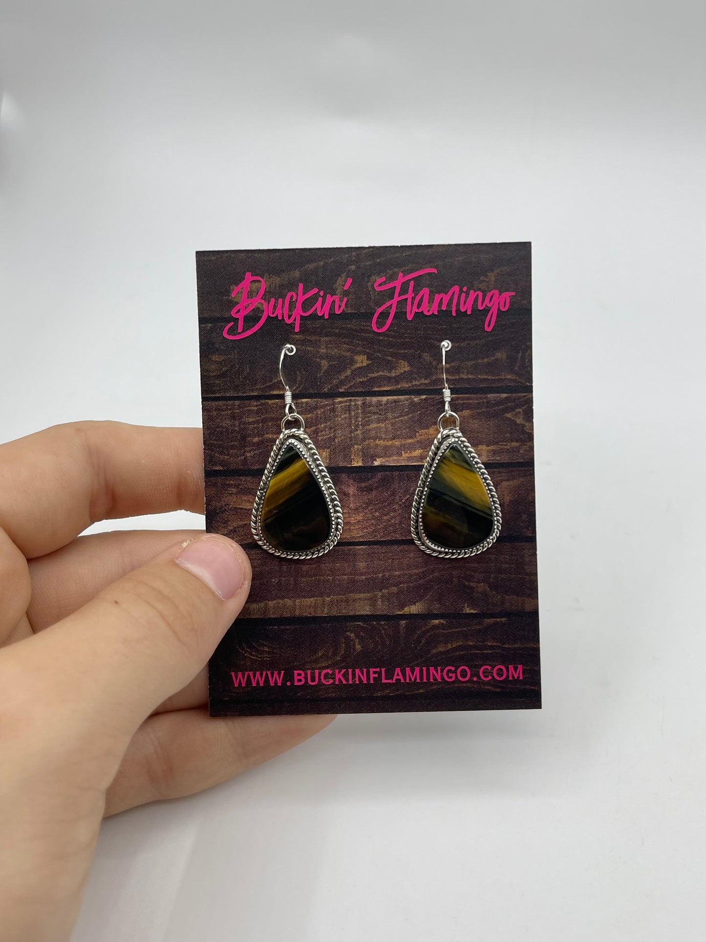 22' Tiger’s Eye Necklac end Earring Set by Joe Begay, Navajo