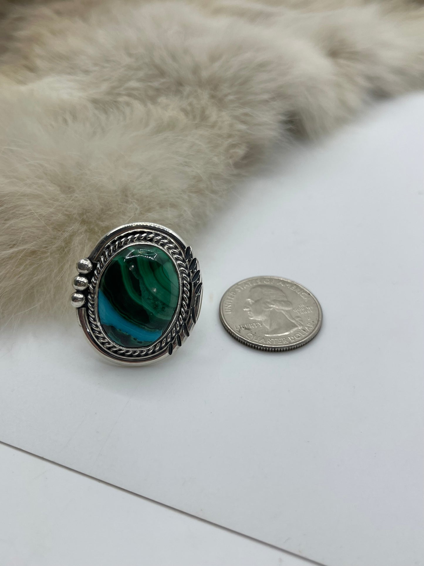 8.0 Malachite Chrysocolla Oval Ring