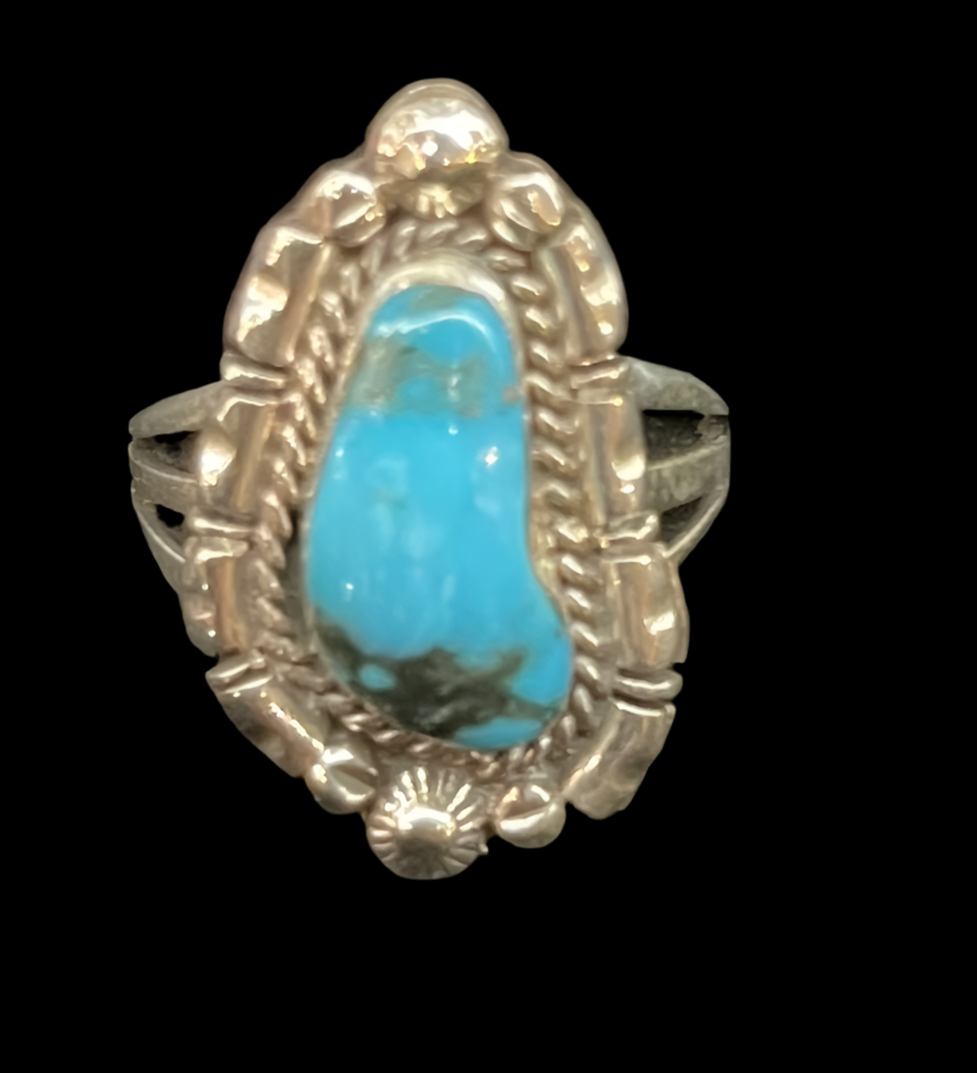 8.0 Turquoise Ring by Alice Sanders, Navajo