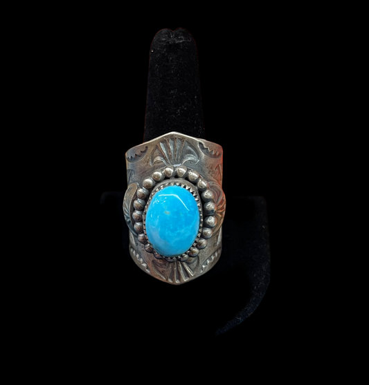 14.0 Turquoise Ring by Boyd Ashley, Navajo