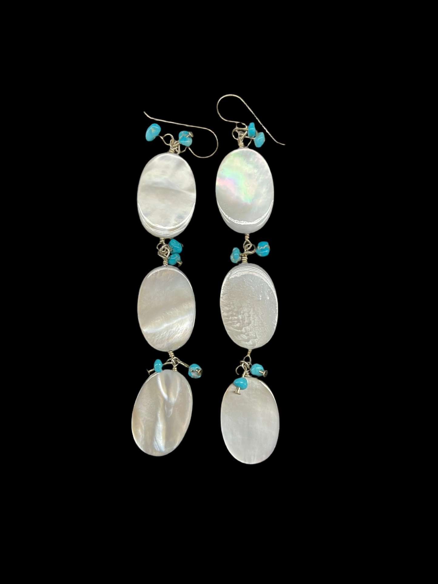 Abalone Shell and Mother of Pearl Dangle Earrings