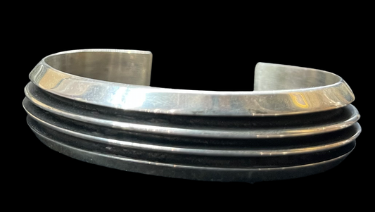 Sterling Silver Ridge Cuff by Tom Hawk, Navajo