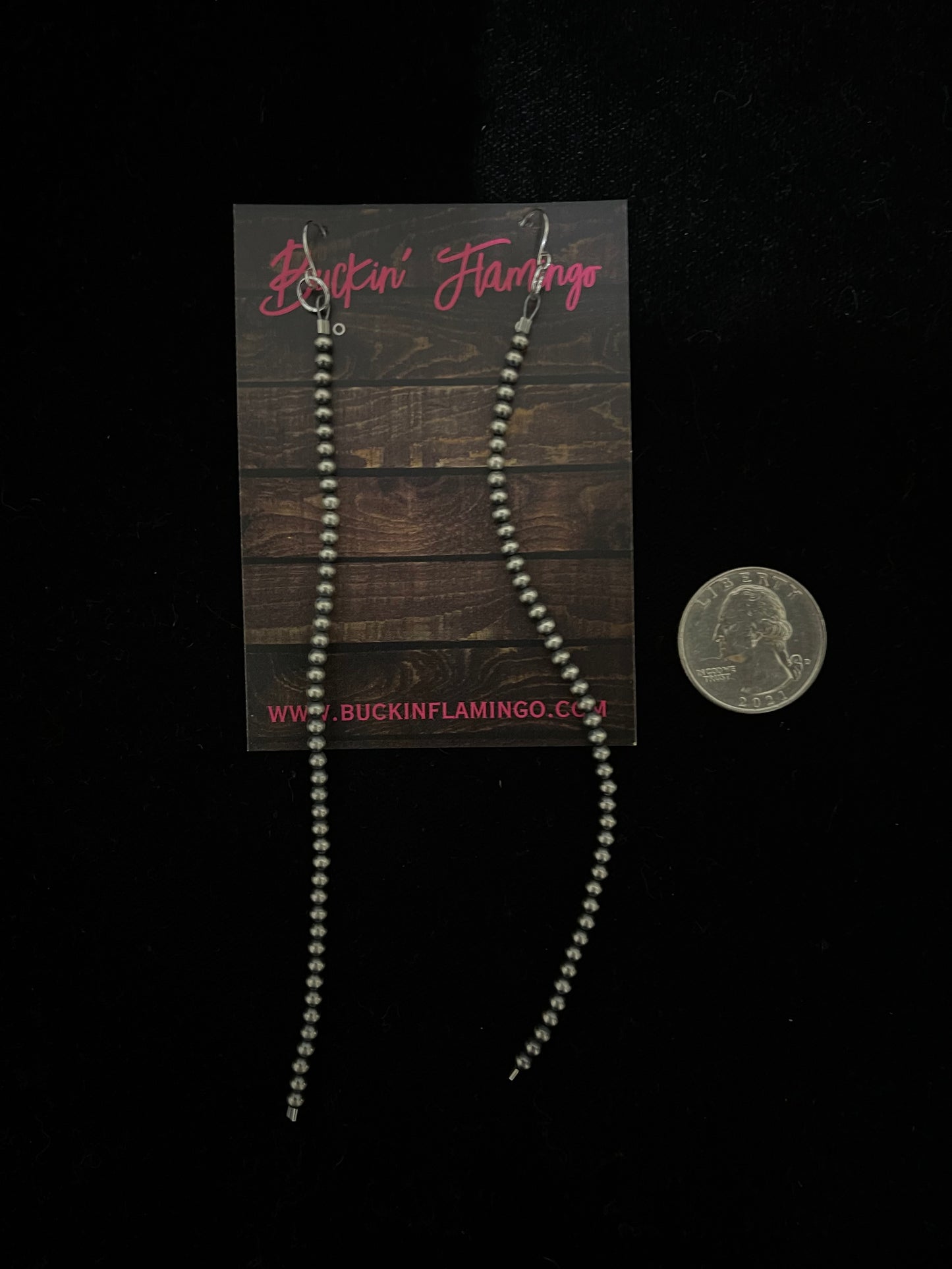 5 1/2" long 3mm Navajo Pearls Strand Dangle Earrings