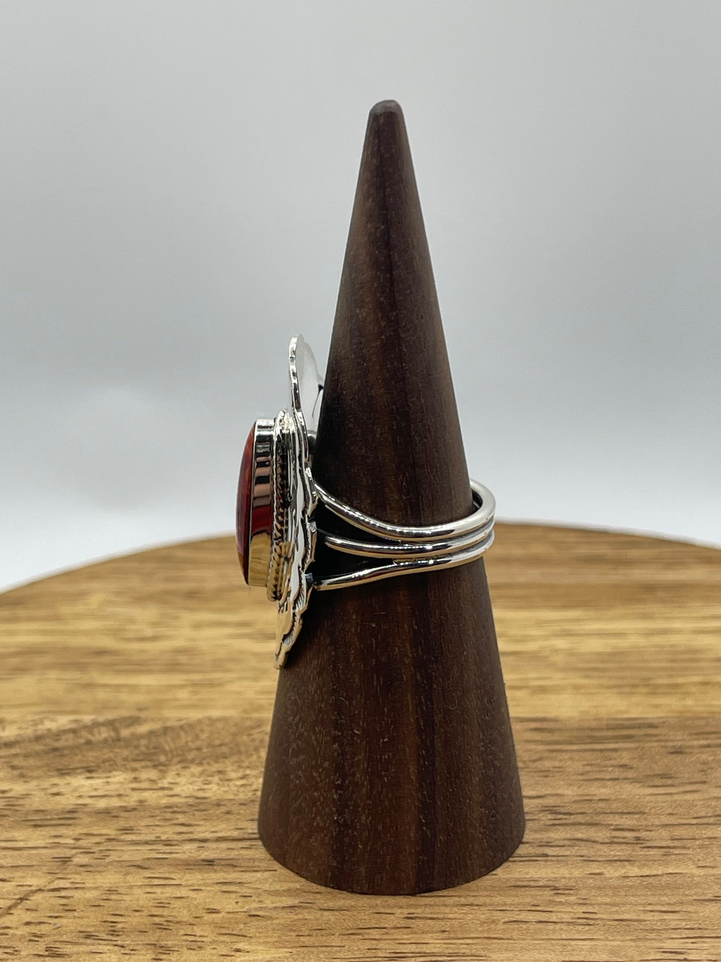 7.0 Red Spiny ring by Charles Yazzie (Shell Varies Some)