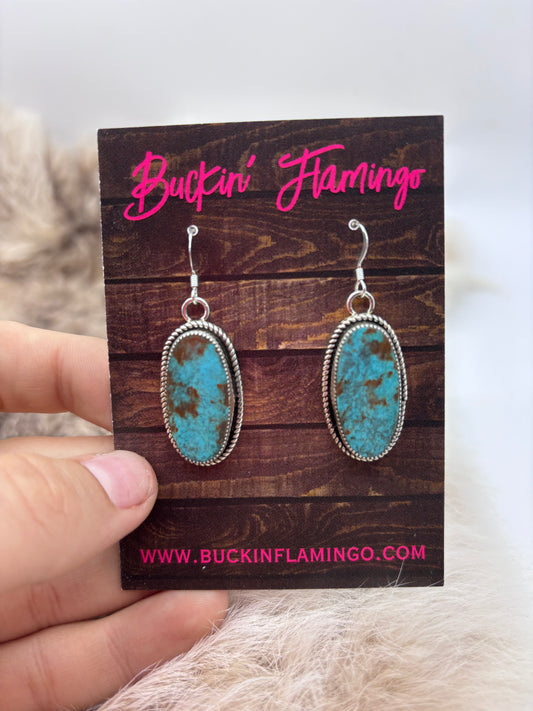 Turquoise Dangle Earrings by Joelias Draper, Navajo