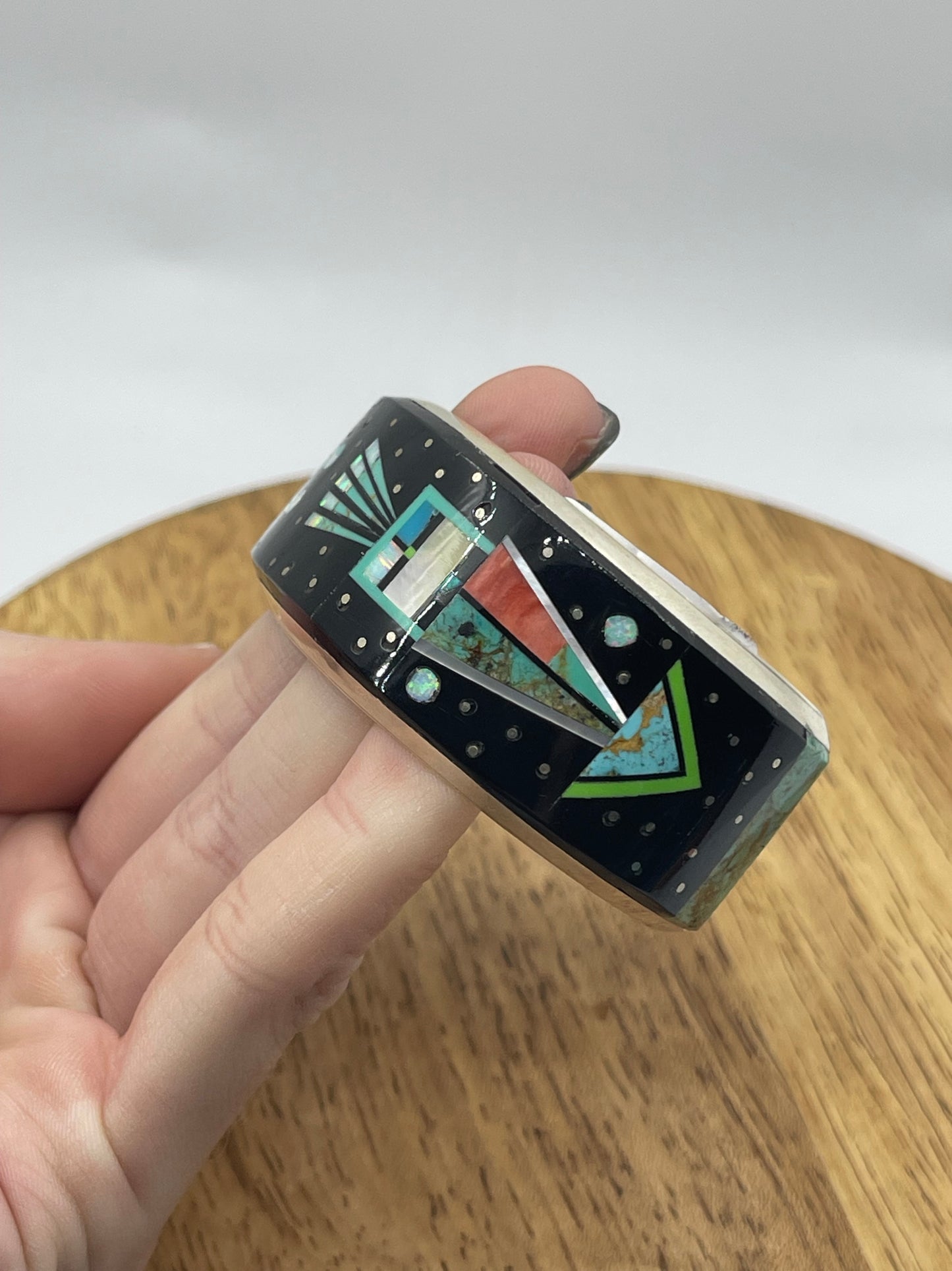 7" Micro Inlay Cuff by Gilbert Smith, Navajo