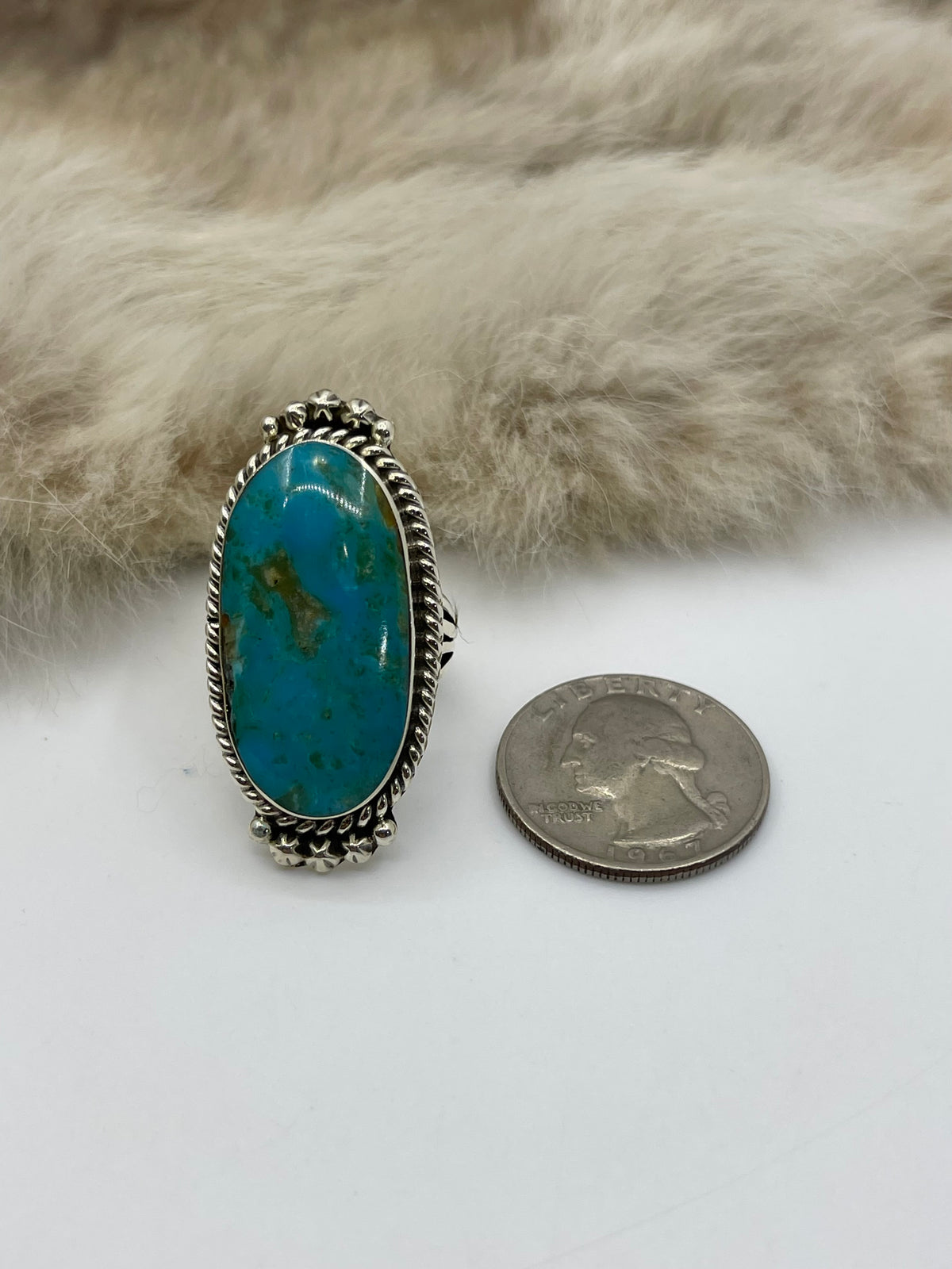 6.5 Kingman Turquoise Ring by Michael Yazzie, Navajo