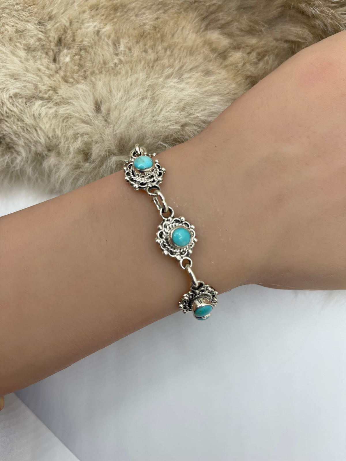 5.5”-7.25” Turquoise Bracelet by Charlene Yazzie, Navajo