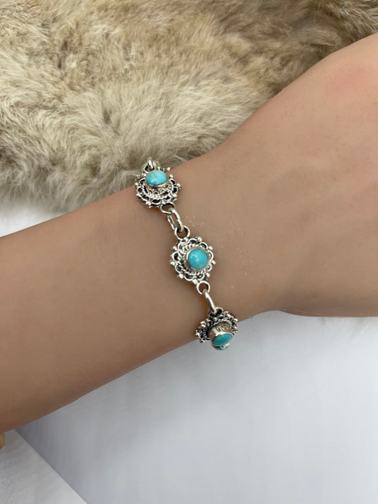 5.5”-7.25” Turquoise Bracelet by Charlene Yazzie, Navajo