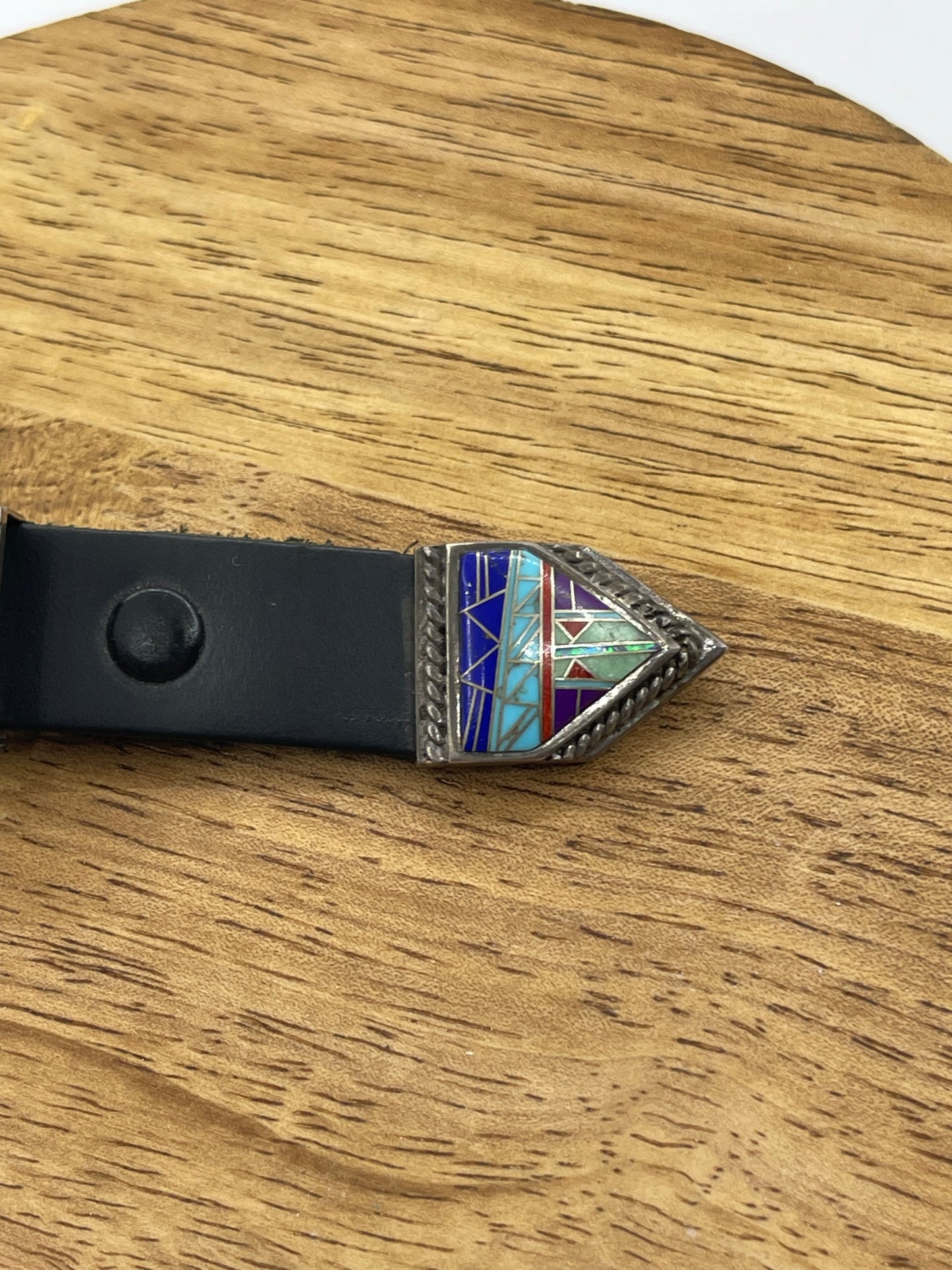 Vintage 4 Piece Opal Inlay Buckle Set, Zuni Made