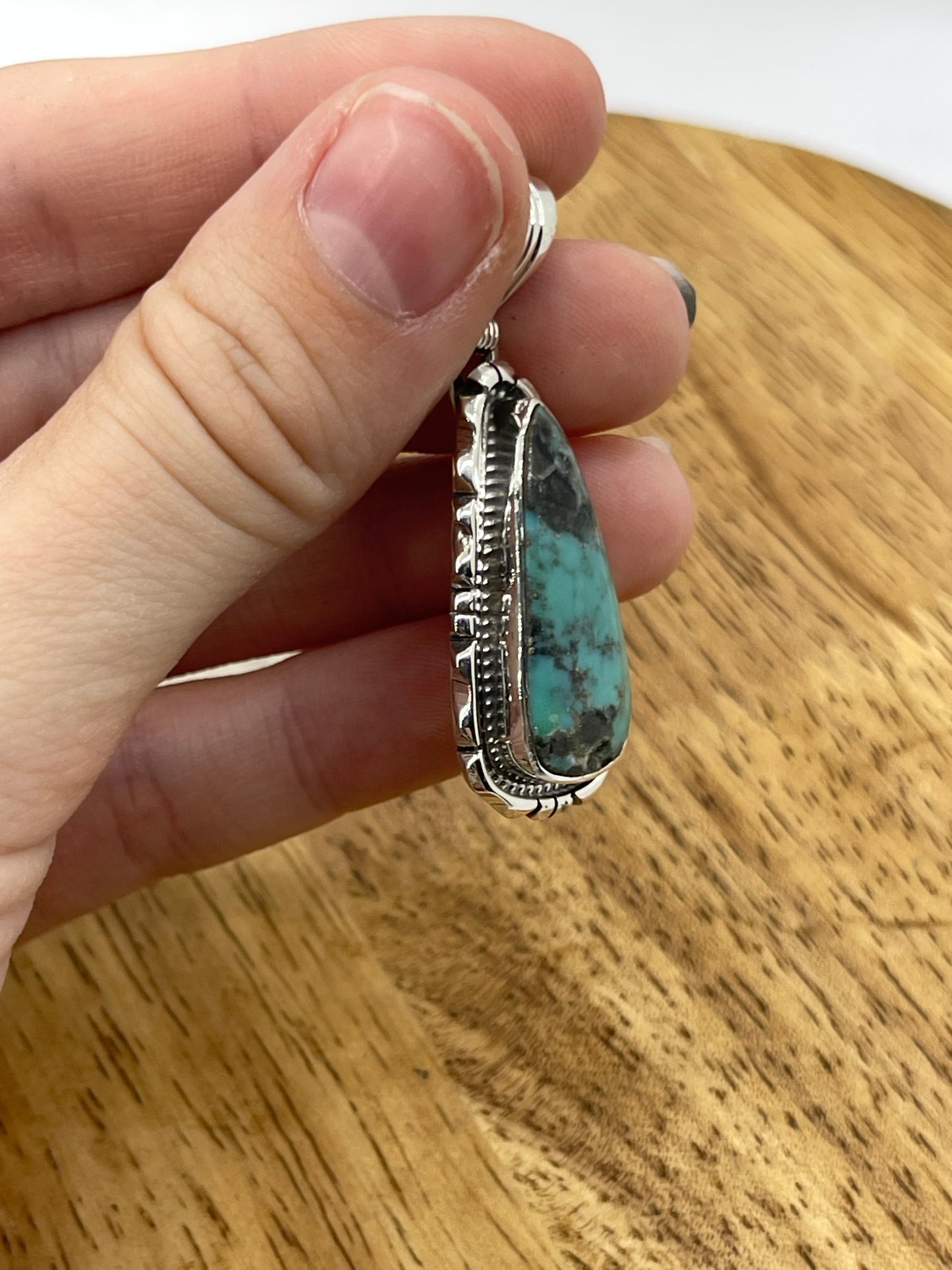 Turquoise with Pyrite Pendant with a 6.3mm Bale by Ted Etsitty, Navajo