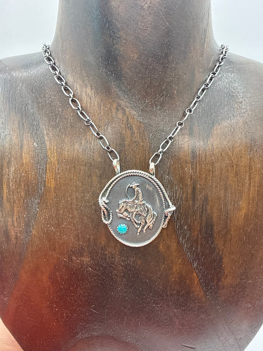 LOT 3 11/30 Buckin Horse with Turquoise by Adrienne Gordan, Navajo