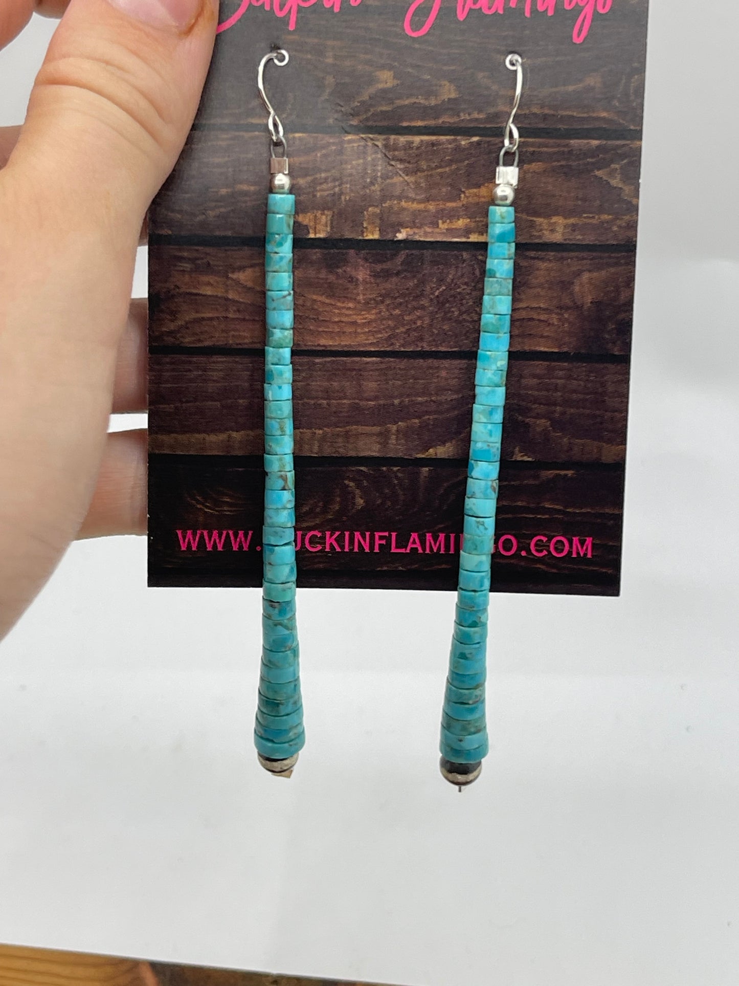 Graduated Turquoise Heishi Bead Dangle earrings with 5mm Navajo Pearls