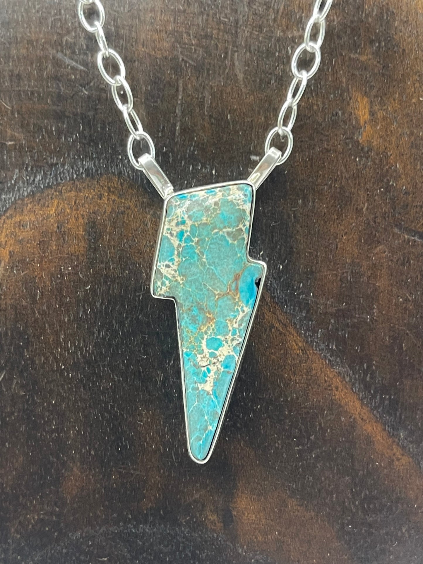 16" Turquoise Lightning Bolt Necklace