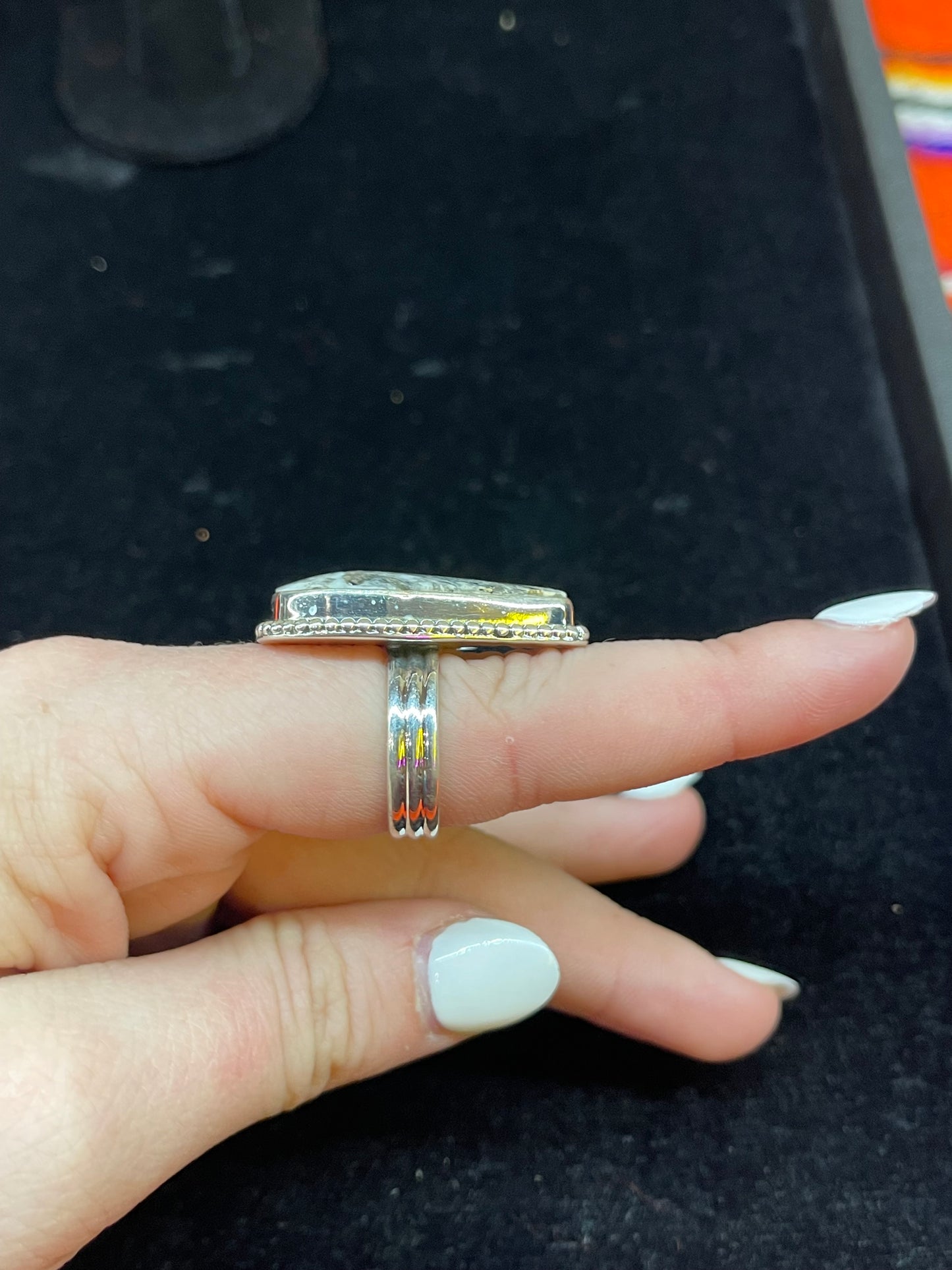 Tear Drop White Buffalo Ring ￼
