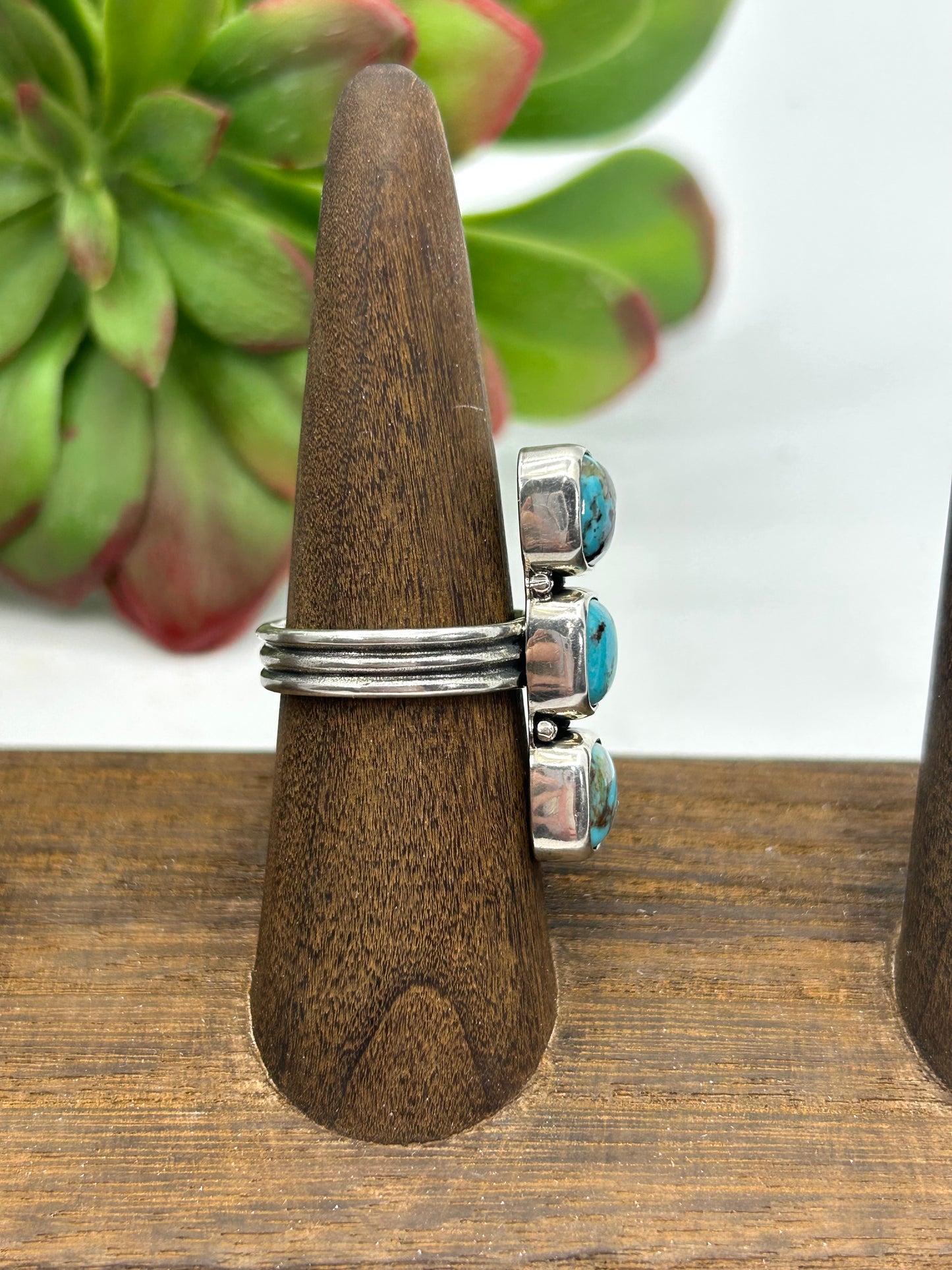 7.0 3 Stone Turquoise Ring