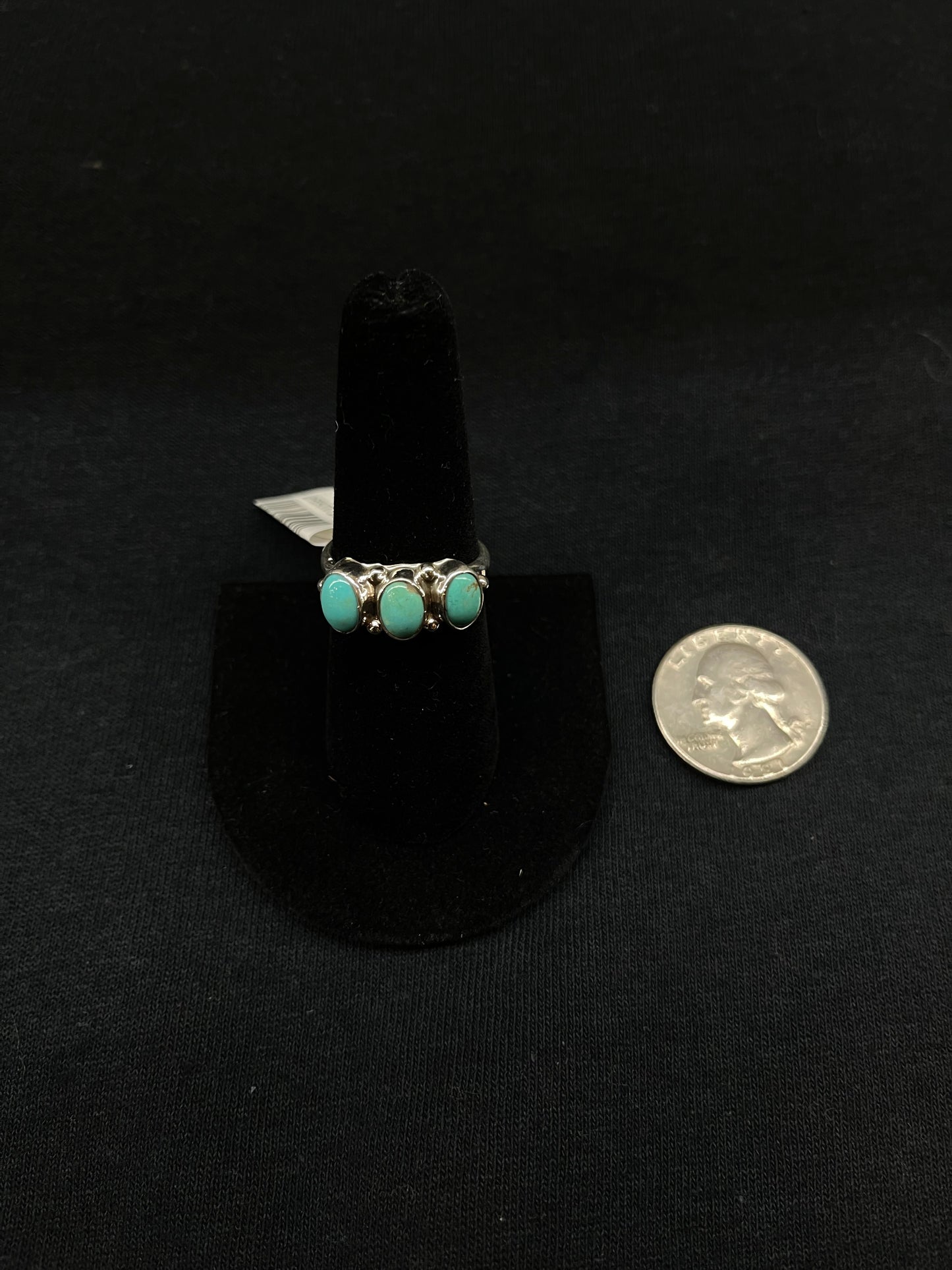 6.0 3 Stone Turquoise Ring by Harris Largo, Navajo