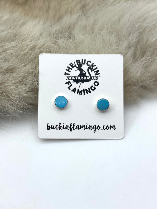 5.5mm Turquoise Stud Earrings by Celina Rosetta, Zuni