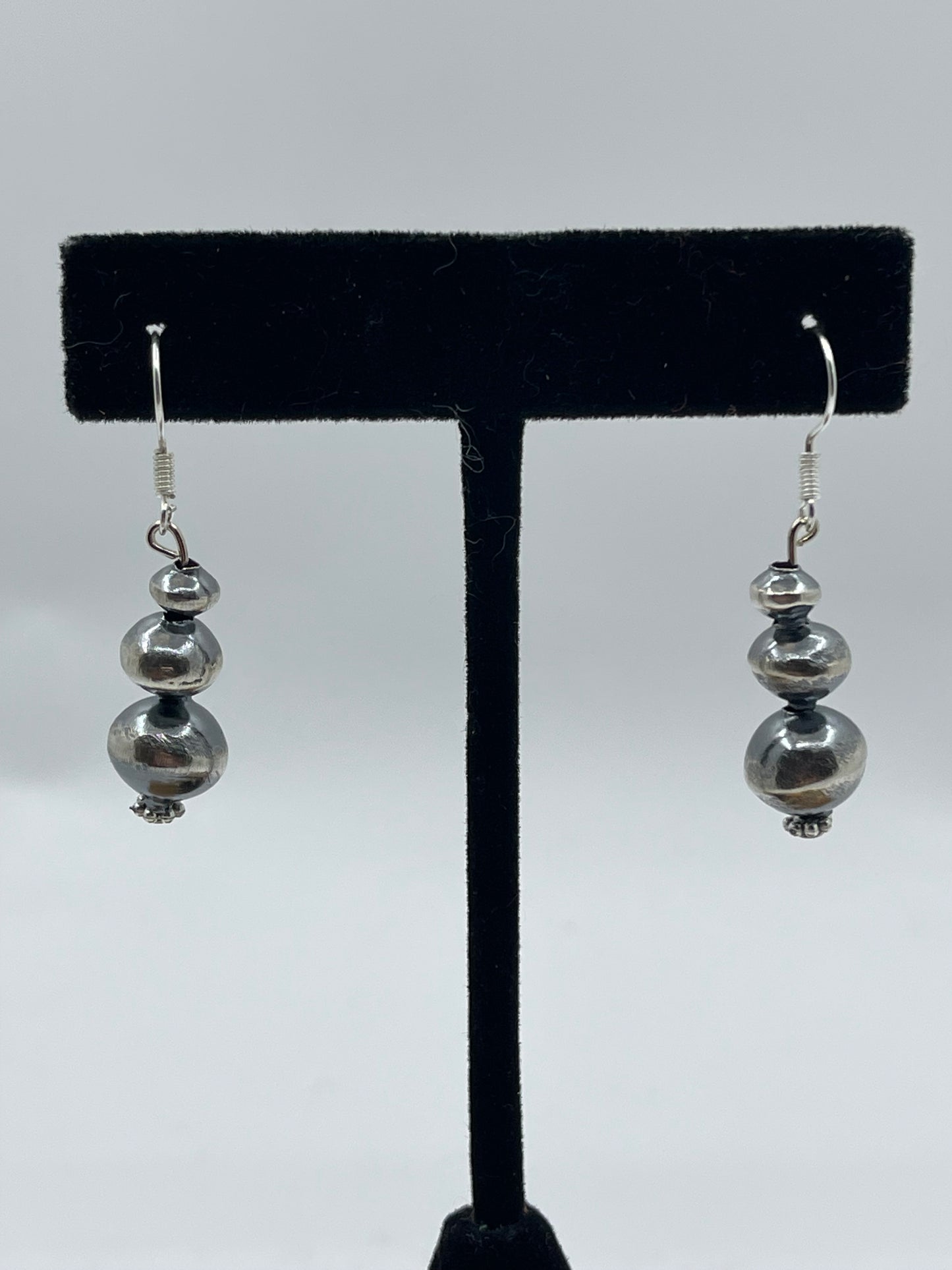 5mm-10mm Handmade Navajo Pearl Dangle Earrings by Treva Jim, Navajo