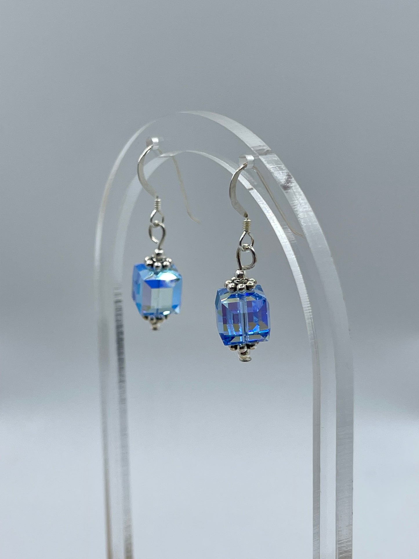 Blue Swarovski Crystal Dangle Earrings