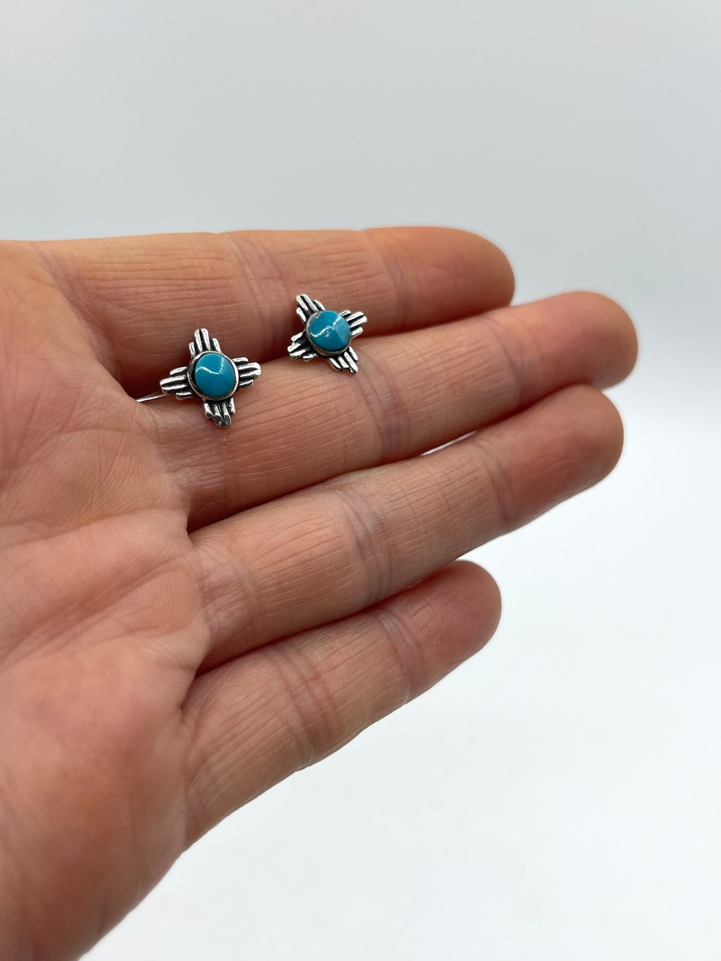 Turquoise - Zia Symbol Post 11 mm Earrings by Zia
