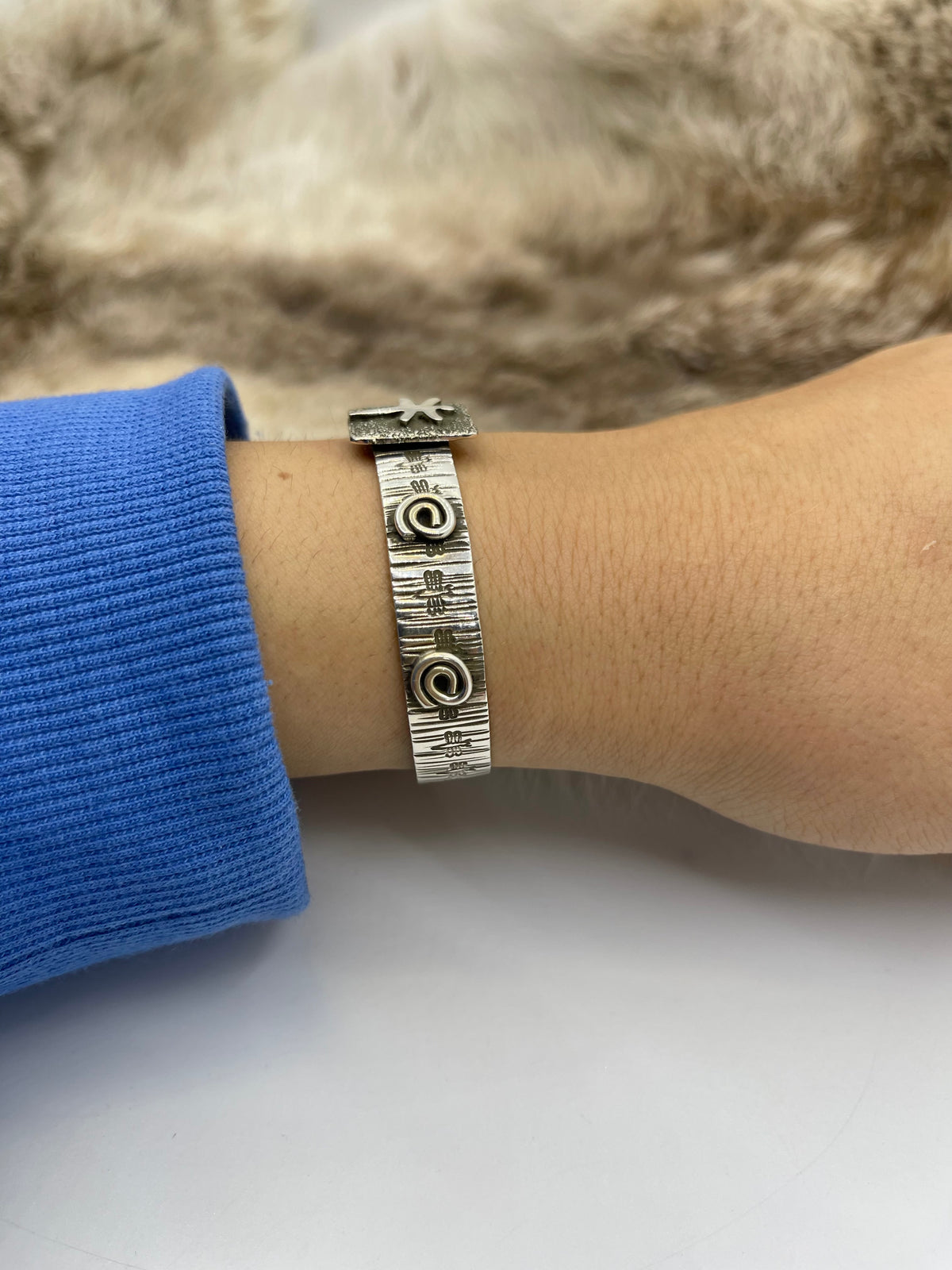 6”-7” Dragonfly Mini Petroglyph Cuff by Alex Sanchez, Navajo