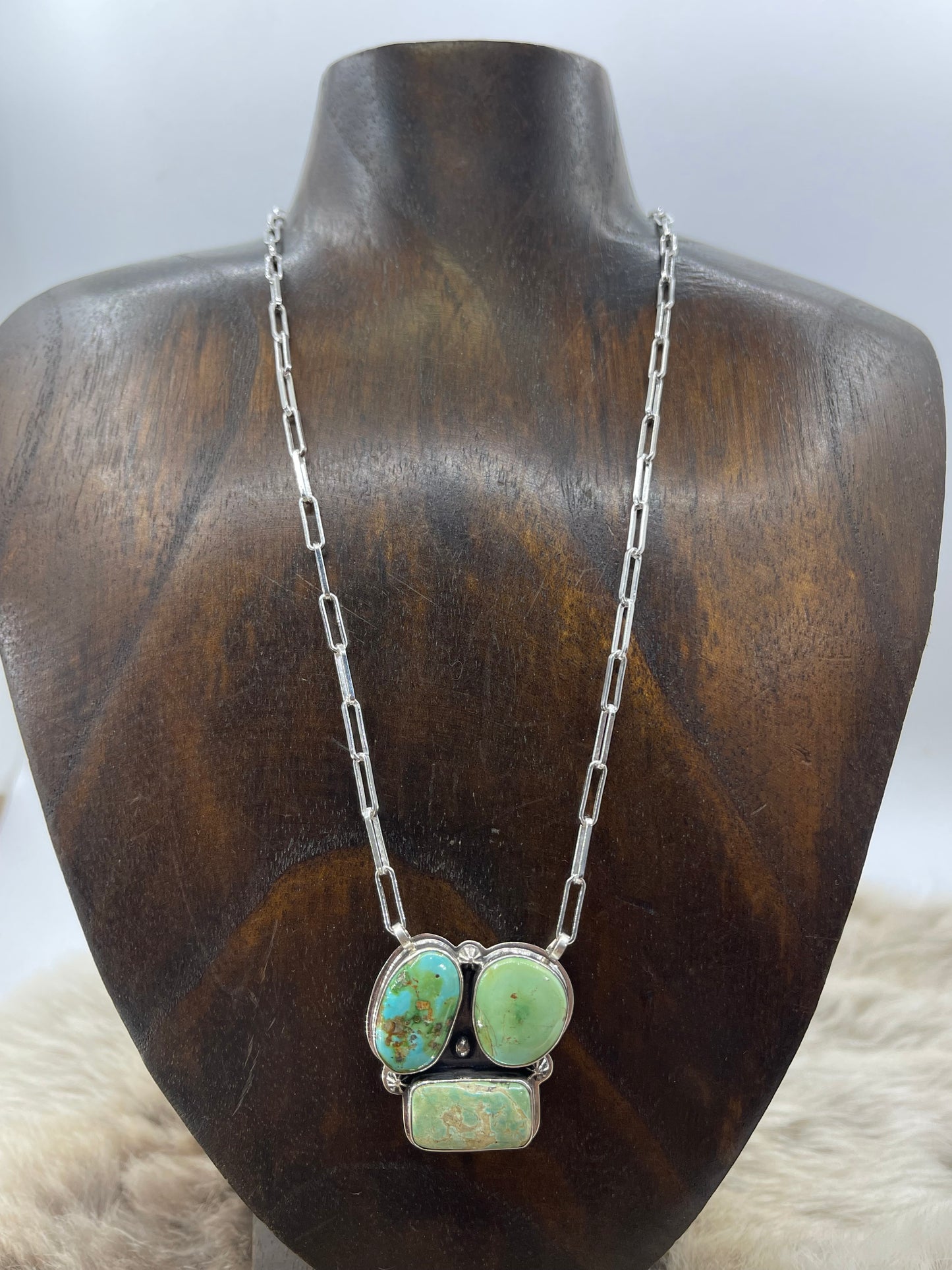18" 3 Stone Sonoran Gold Turquoise Necklace