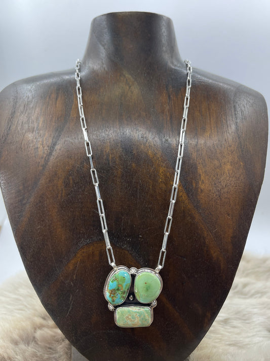 18" 3 Stone Sonoran Gold Turquoise Necklace