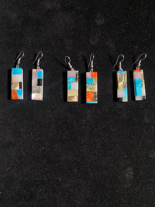 Paper Thin Lapidary Short Rectangle Dangle Earrings by Charles Bird
